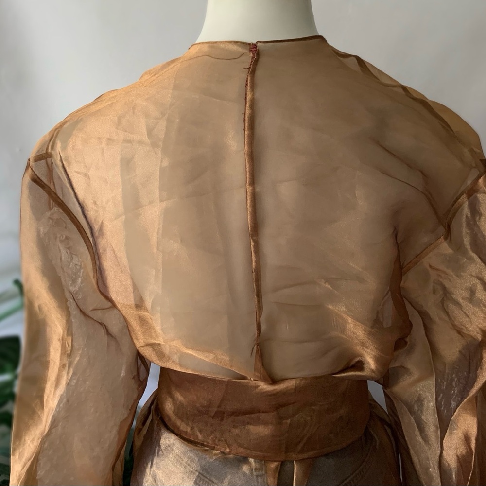 Vintage Metallic Bronze Wrap Blouse - Picture 7 of 16